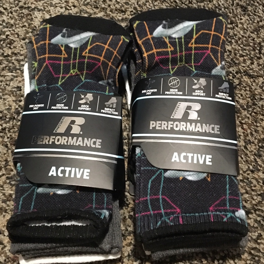 Russell Boys Active Athletic Socks Crew sz M